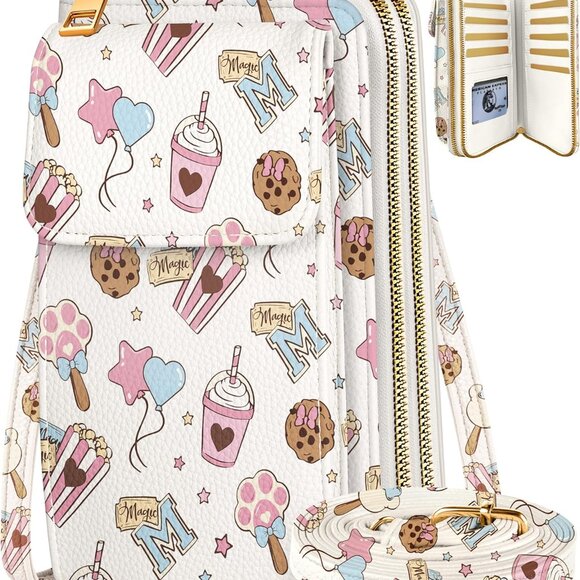 Cute cartoon pattern faux leather small crossbody phone purse with adjustable st - Picture 1 of 6